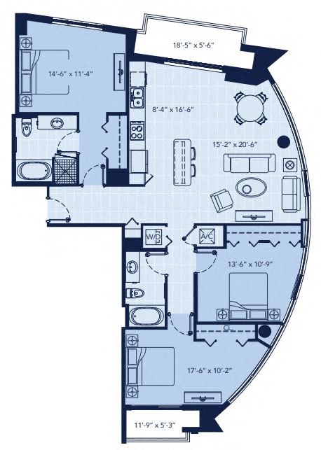 a blue and white floor plan of a boat at Regatta at New River, Florida